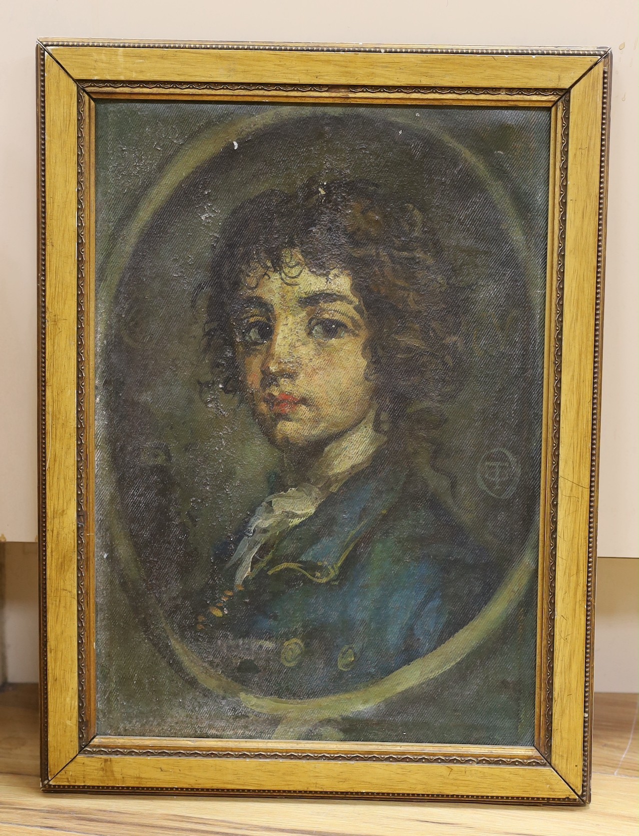 Thomas O'Donnell, oil on canvas, Portrait of an 18th century gentleman, monogrammed, 42 x 29cm